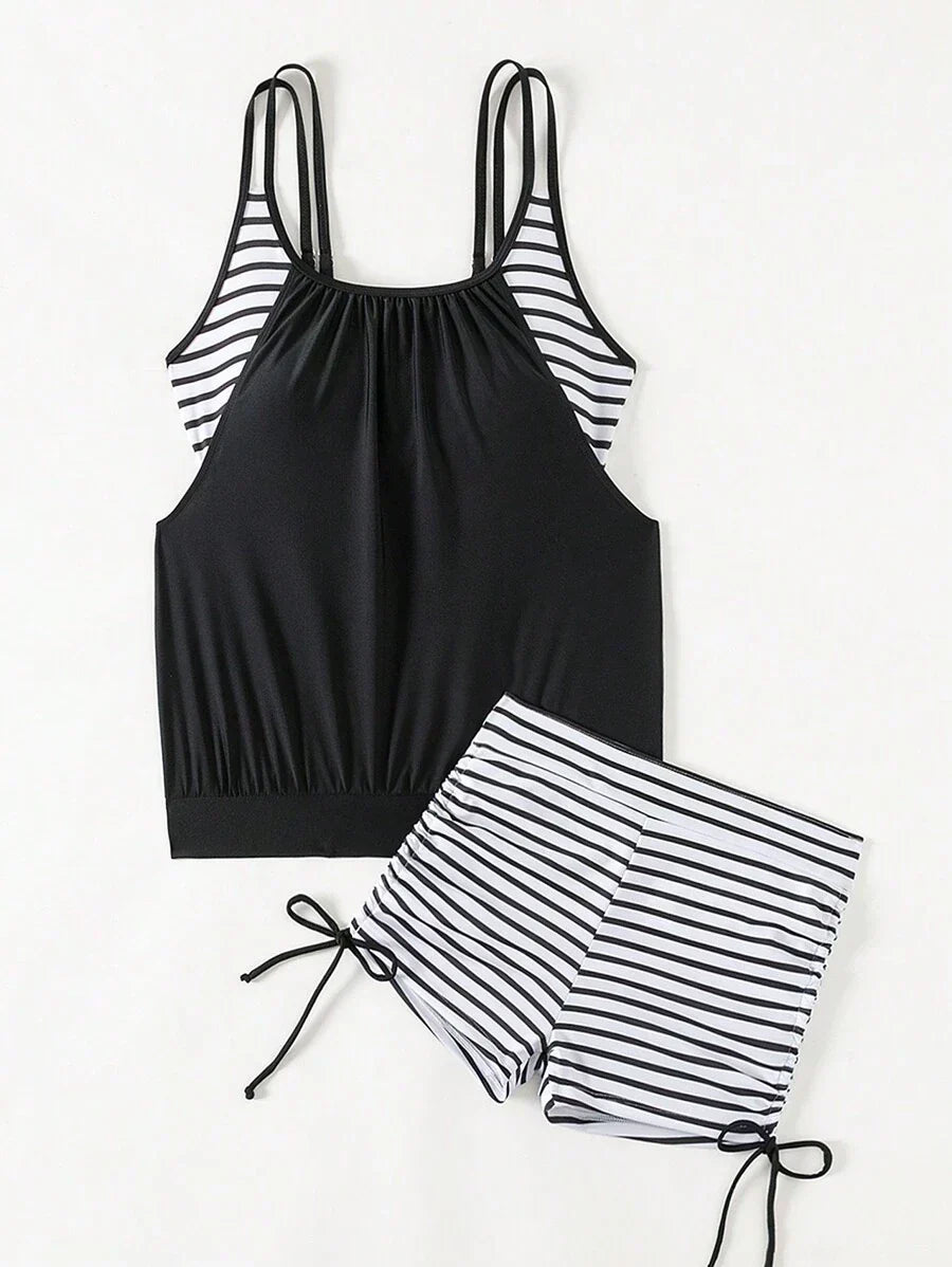 Lushie | Striped Tummy-Control Tankini