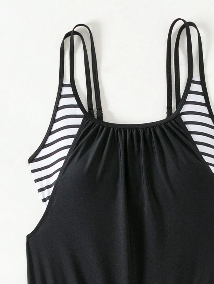 Lushie | Striped Tummy-Control Tankini