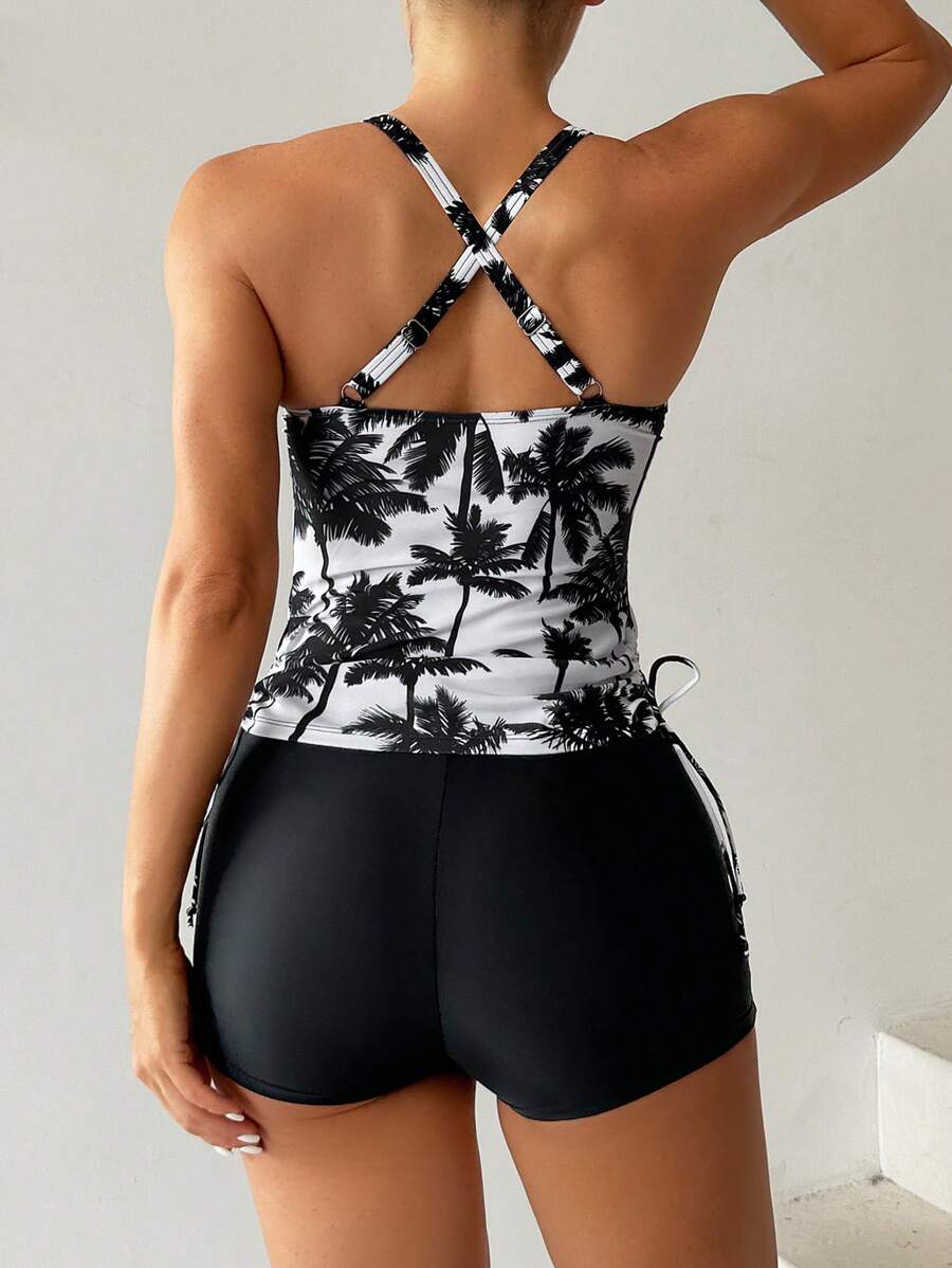 Tropique | Palm Tree Print Tummy Control Tankini