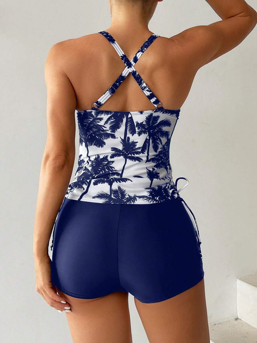 Tropique | Palm Tree Print Tummy Control Tankini