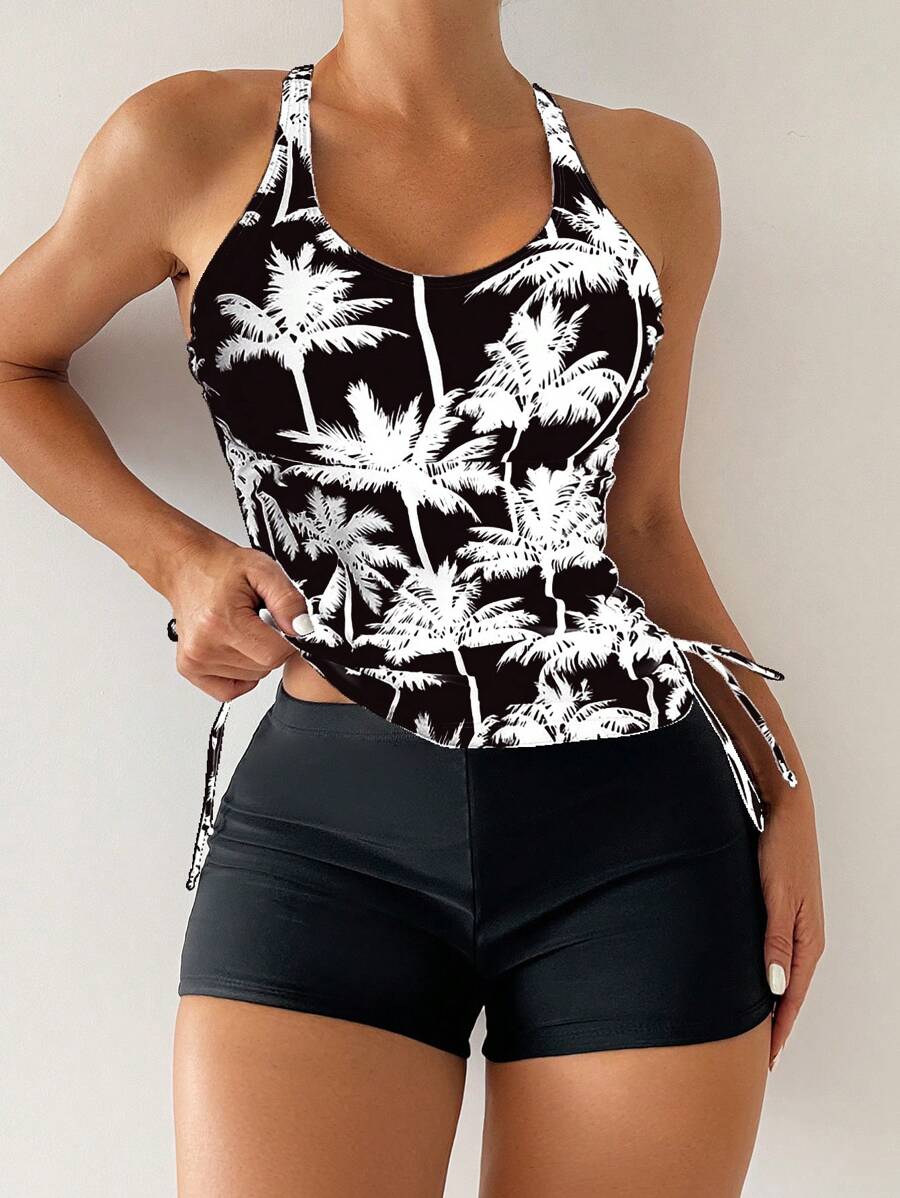 Tropique | Palm Tree Print Tummy Control Tankini