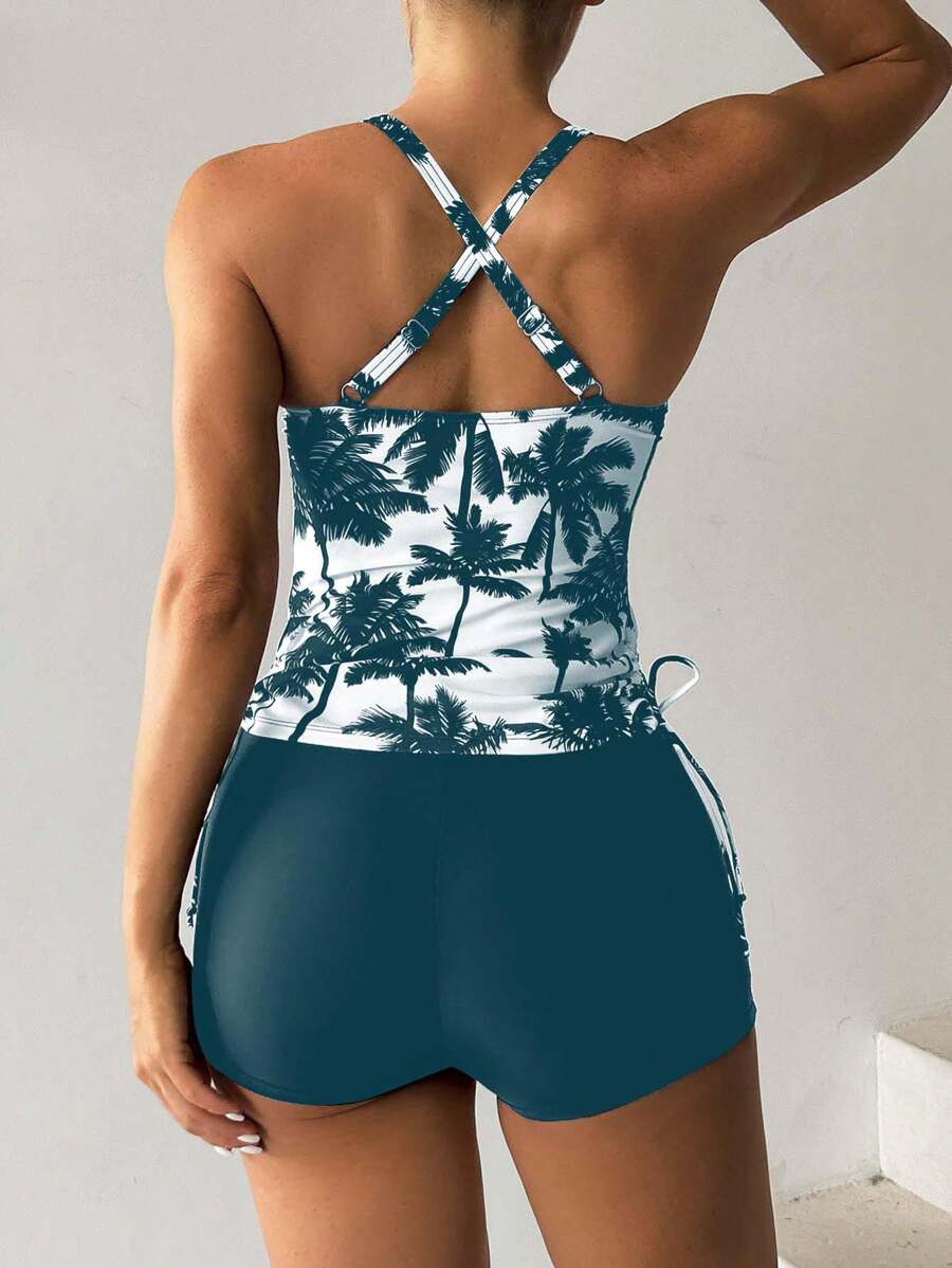 Tropique | Palm Tree Print Tummy Control Tankini