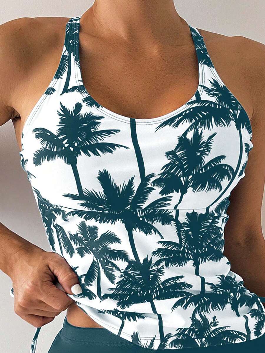 Tropique | Palm Tree Print Tummy Control Tankini