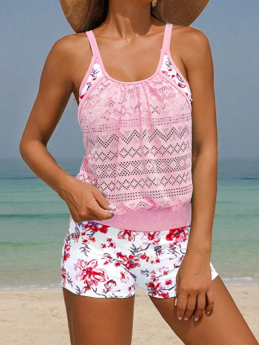 Coastal Floral Tummy Control Tankini