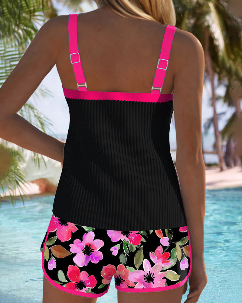 Luna | Floral Tummy-Control Tankini Set