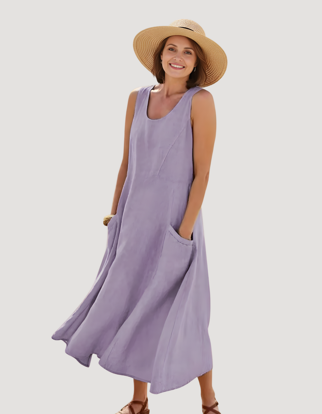 Pocketed Linen Dress