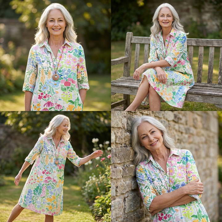 NATALIE | ELEGANT FLORAL SUMMER MIDI DRESS FOR A CHIC LOOK