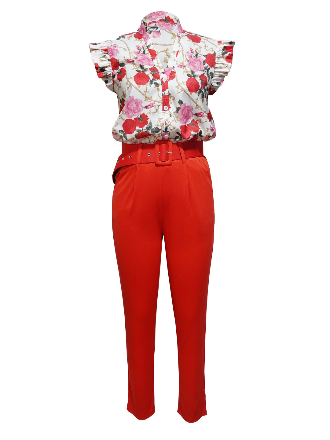 Rainie - Chic Ruffled Sleeve Ensemble