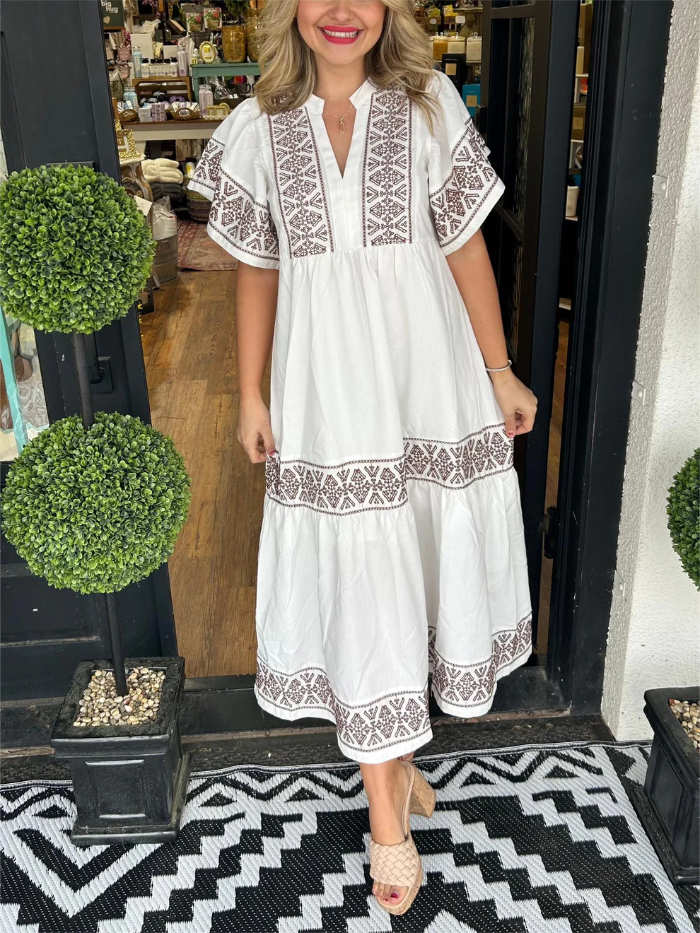 V-Neck Bohemian Flowing Dress