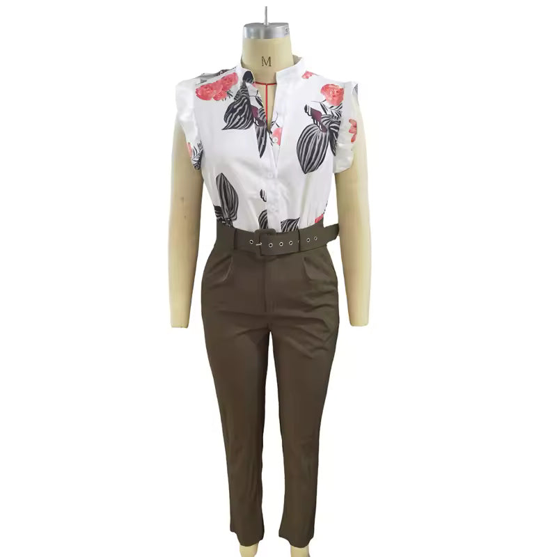 Rainie - Chic Ruffled Sleeve Ensemble