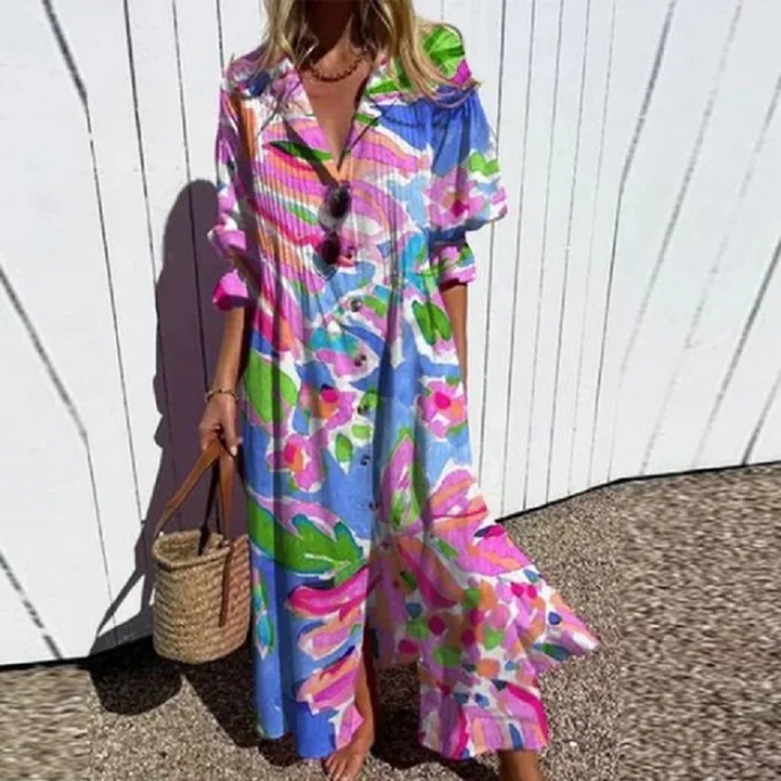 Maxi Dress with Puff Sleeves