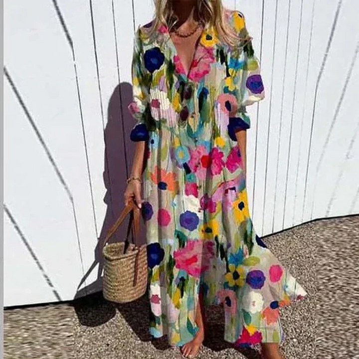 Maxi Dress with Puff Sleeves