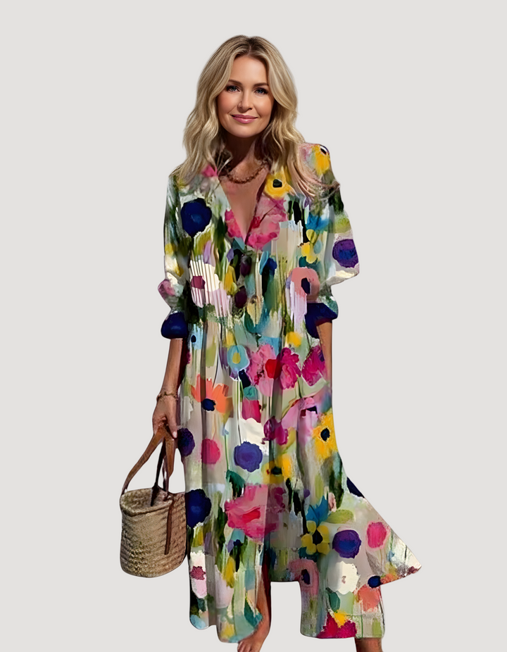 Maxi Dress with Puff Sleeves