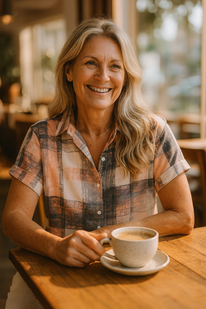 Liora | Chic Square Print Casual Blouse