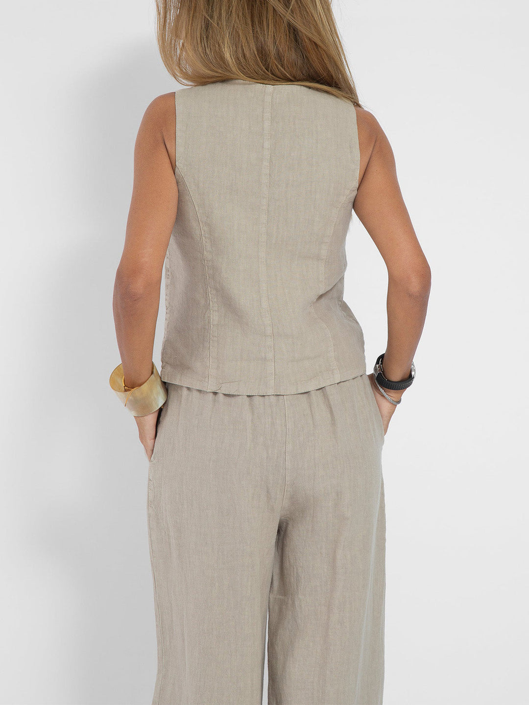 Stylish Aira Button-Up Vest and Wide-Leg Trouser Ensemble