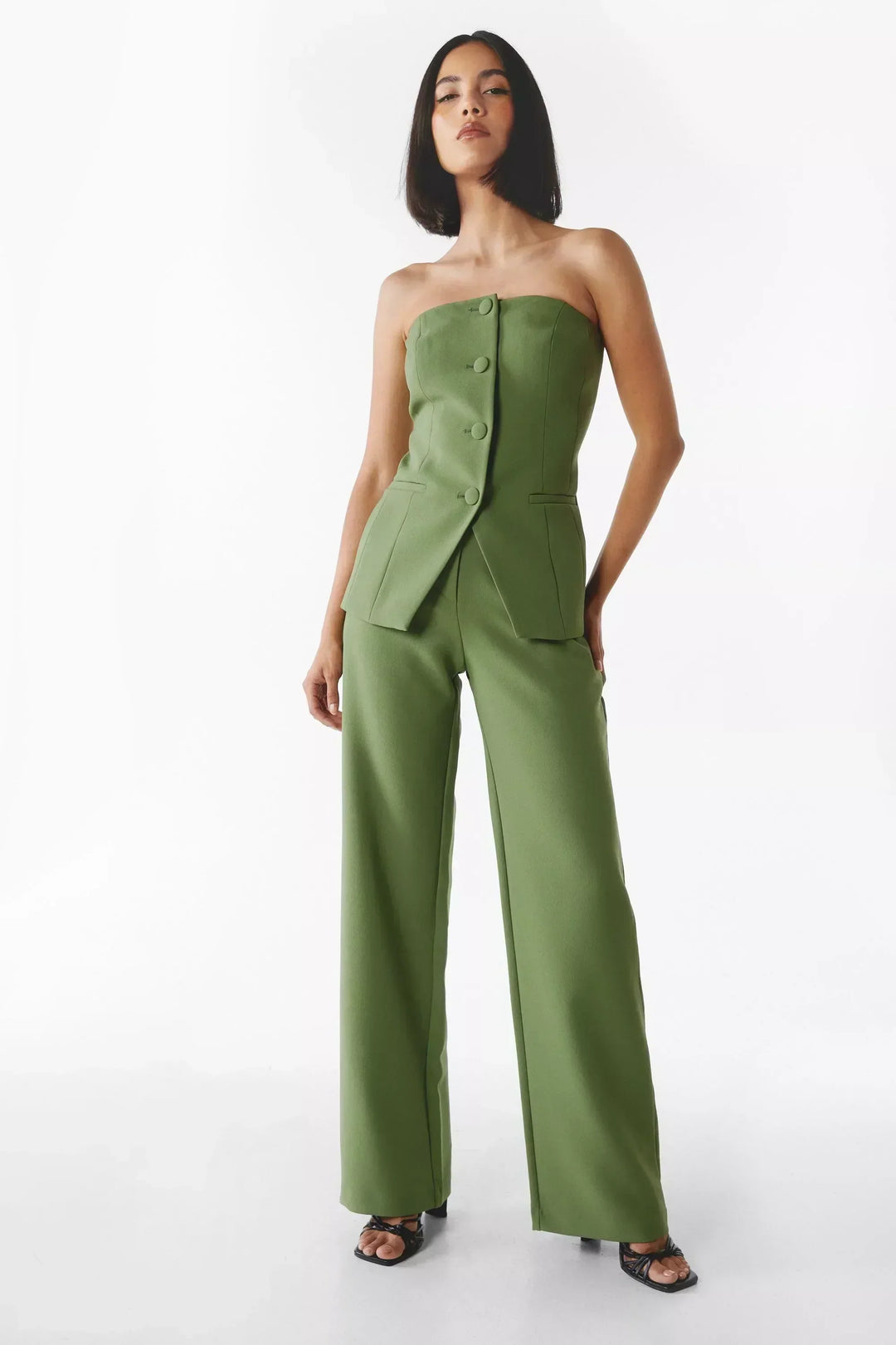 BRIA - Off-Shoulder Button-Up Two-Piece Ensemble
