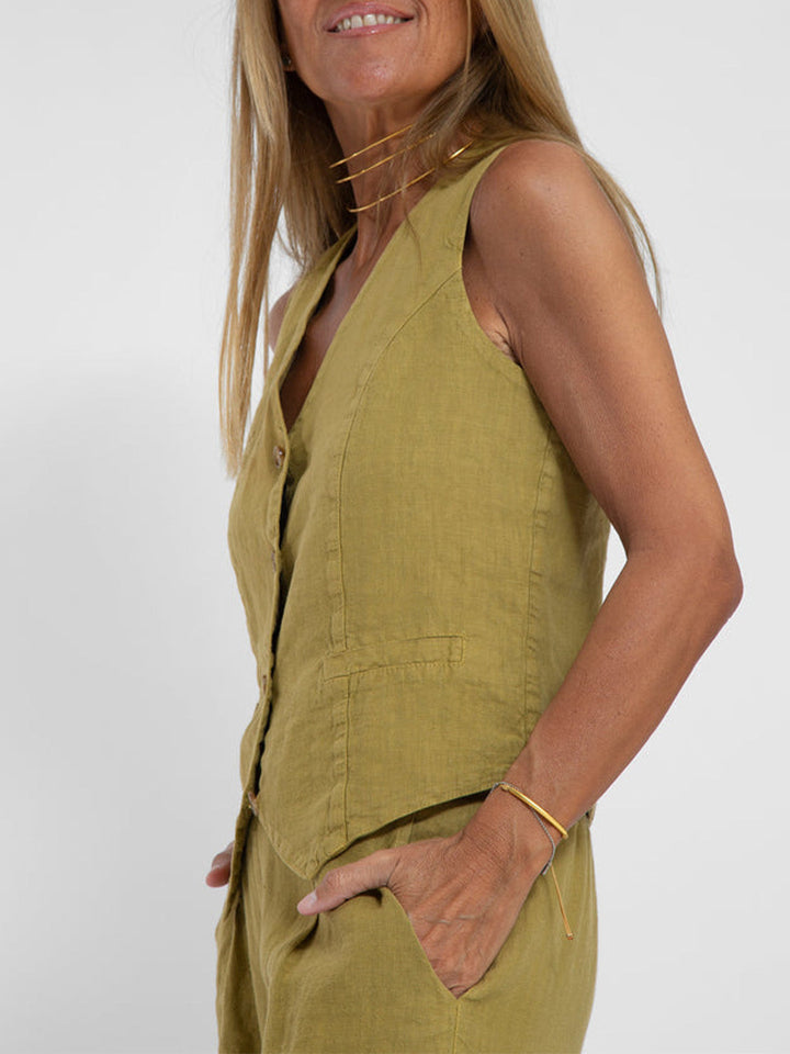 Stylish Aira Button-Up Vest and Wide-Leg Trouser Ensemble
