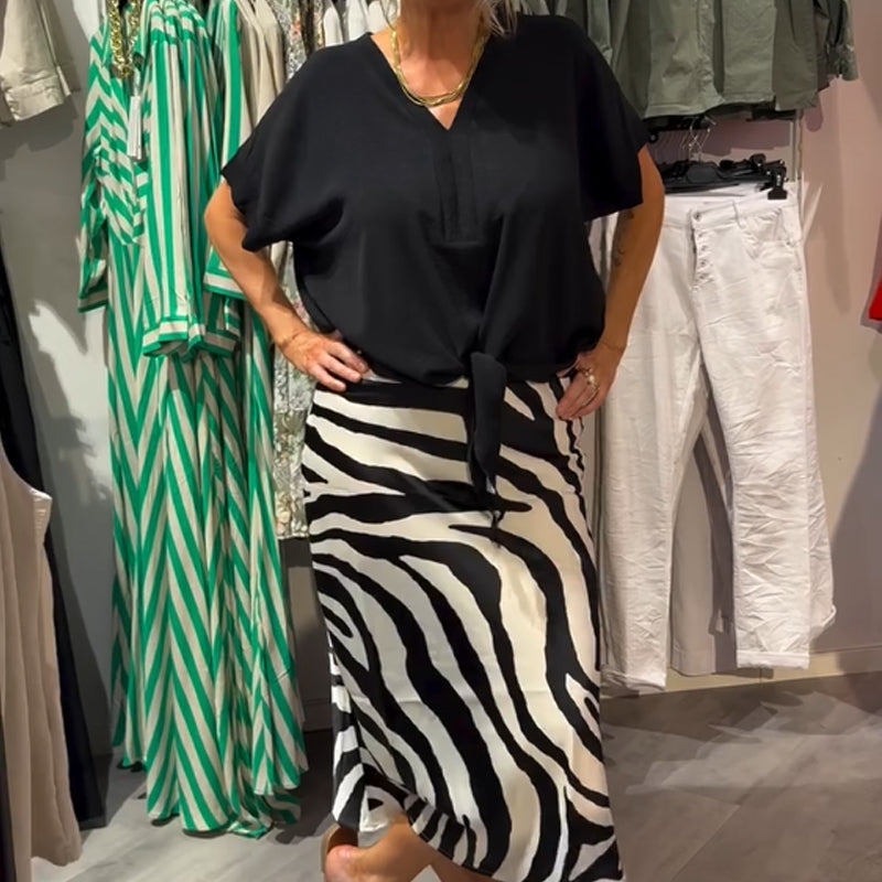 ⏳Limited Time Offer: Women's Knot Front Blouse & Midi Skirt Casual Set⏰