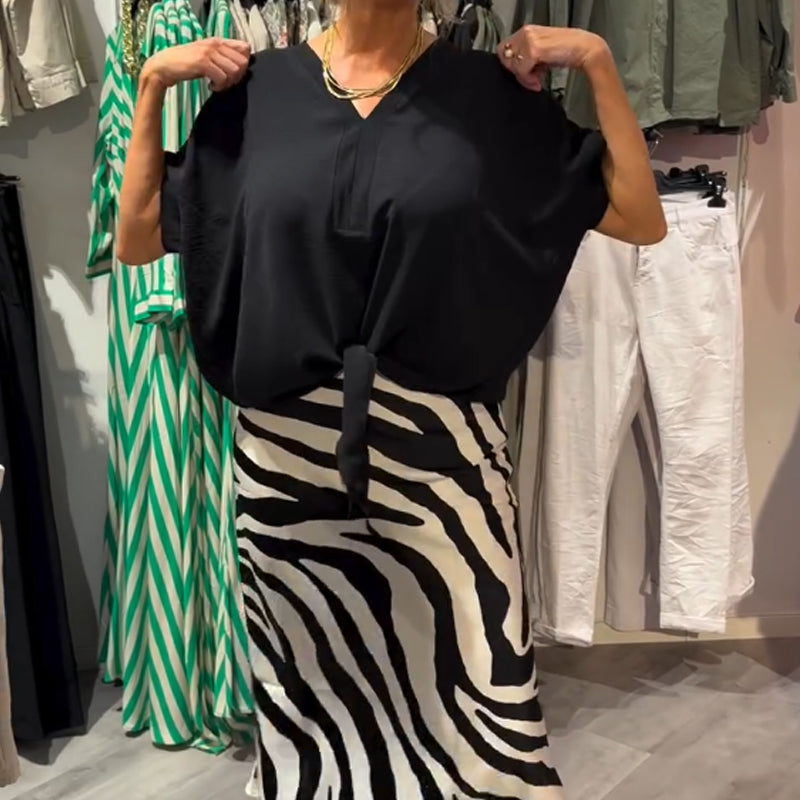 ⏳Limited Time Offer: Women's Knot Front Blouse & Midi Skirt Casual Set⏰