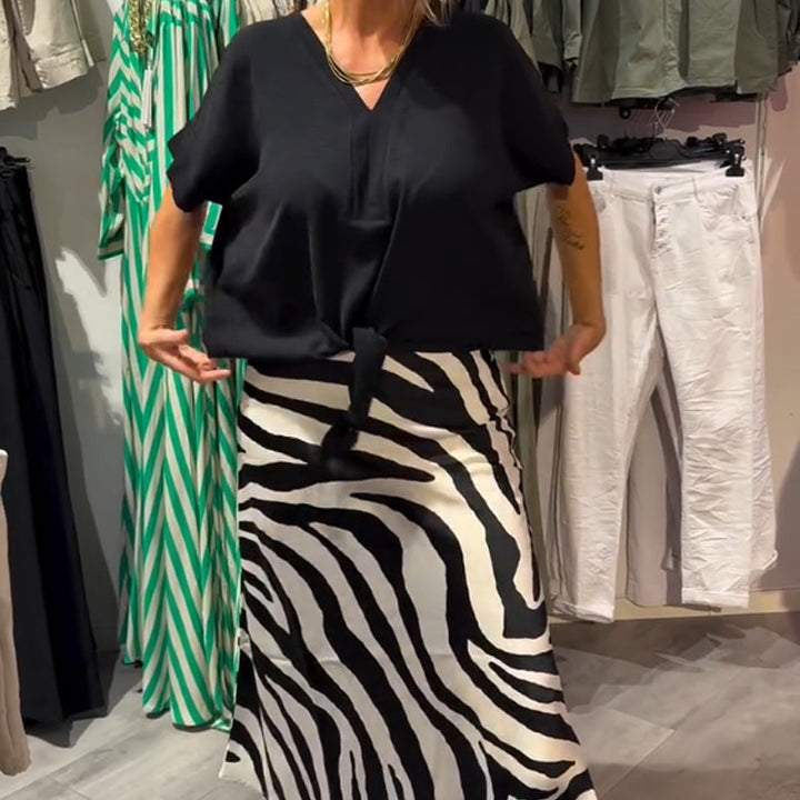 ⏳Limited Time Offer: Women's Knot Front Blouse & Midi Skirt Casual Set⏰