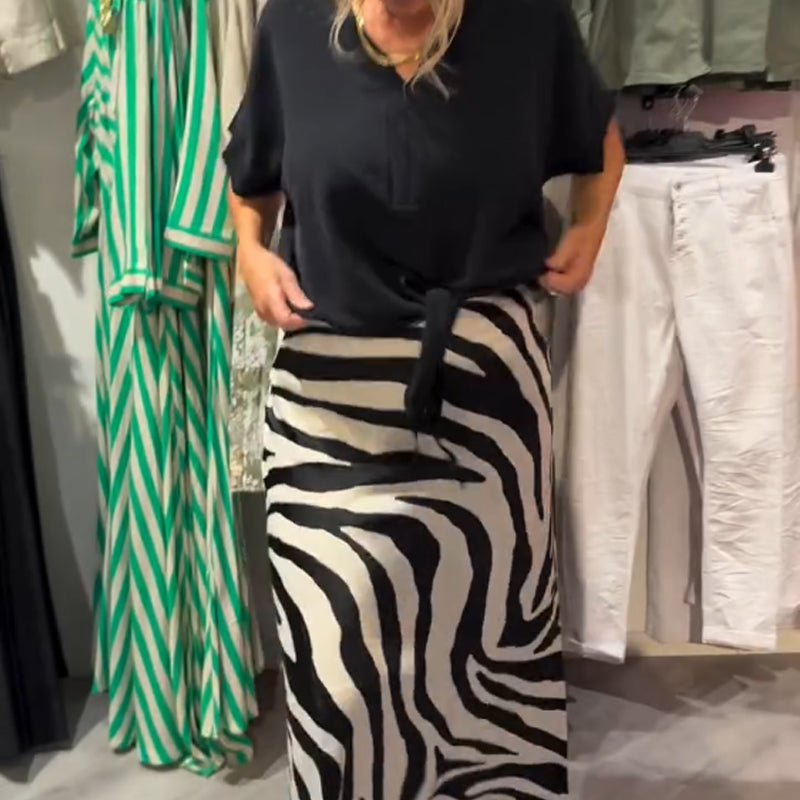 ⏳Limited Time Offer: Women's Knot Front Blouse & Midi Skirt Casual Set⏰