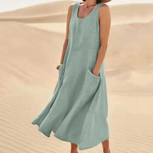Pocketed Linen Dress