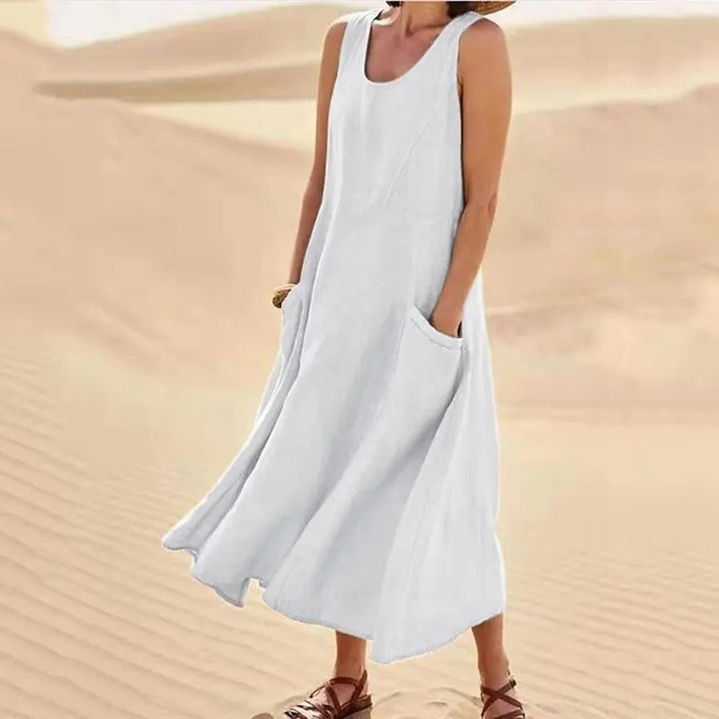 Pocketed Linen Dress