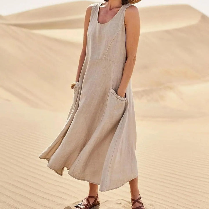 Pocketed Linen Dress