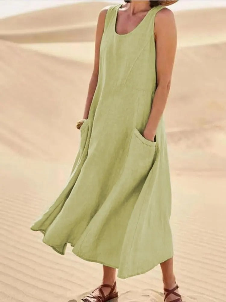 Pocketed Linen Dress